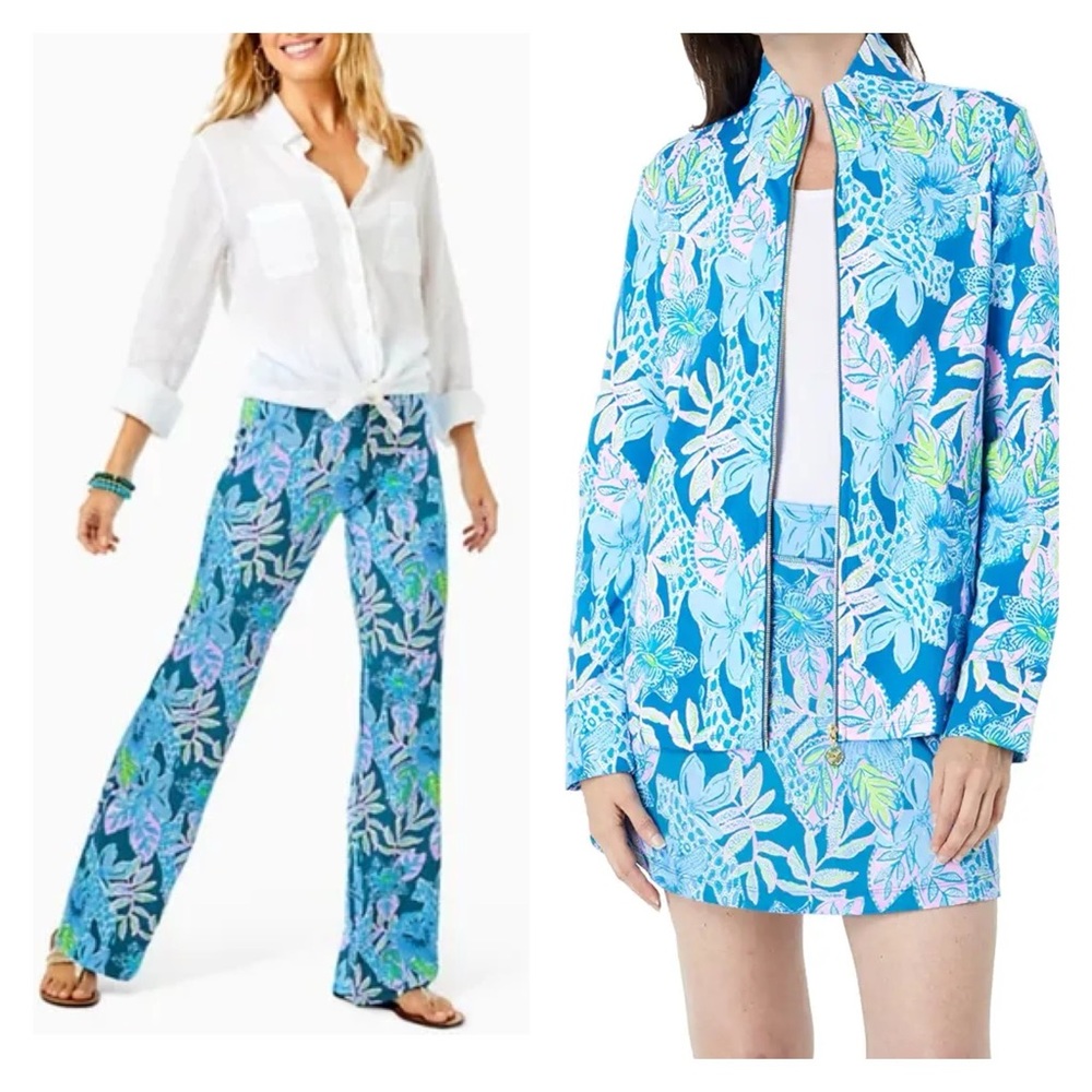 Get All 3! NWT Lilly Pulitzer Zip Jacket, Skort & Pants MacawBlueTallMeAboutIt